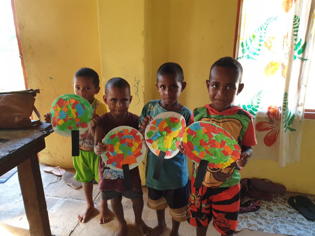 Children with crafts in Fiji